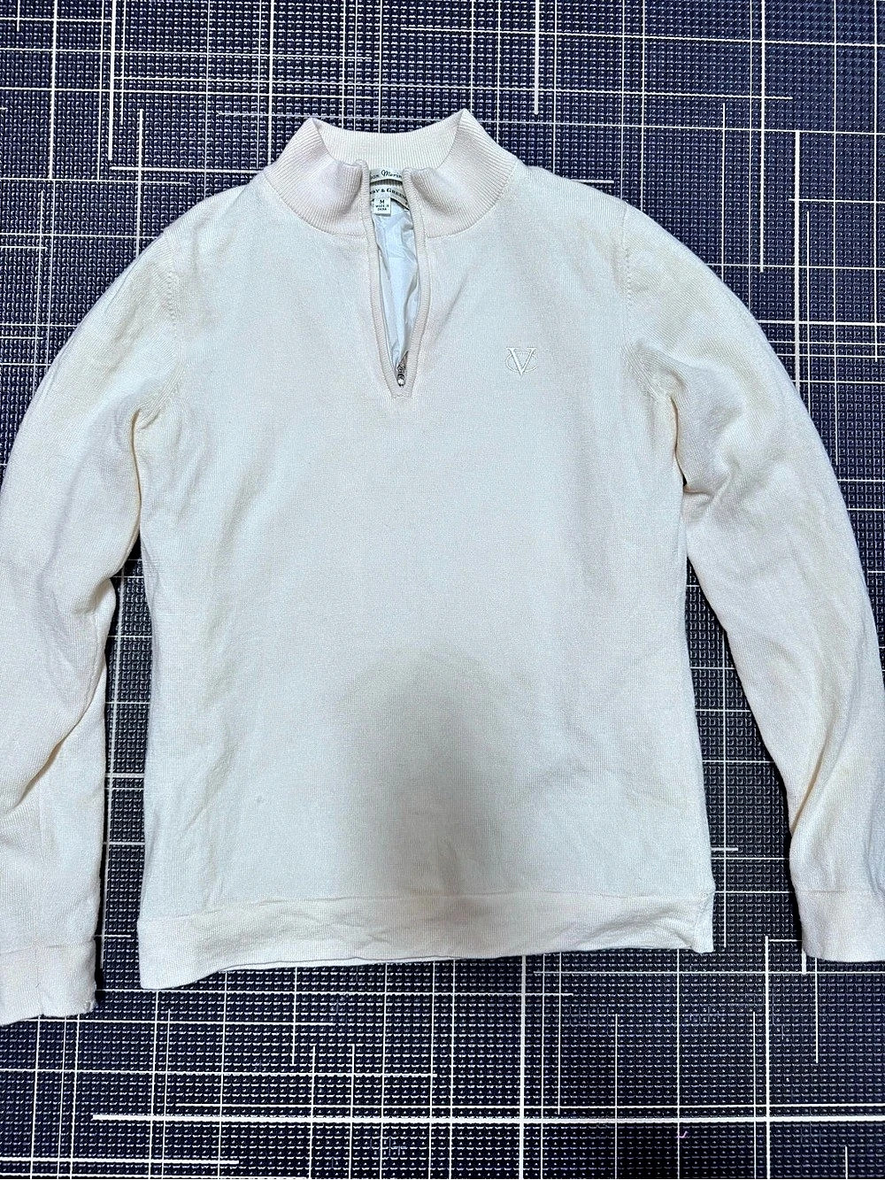 Fairway & Greene Baruffa Merino Quarter Zip Windsweater Cream Medium